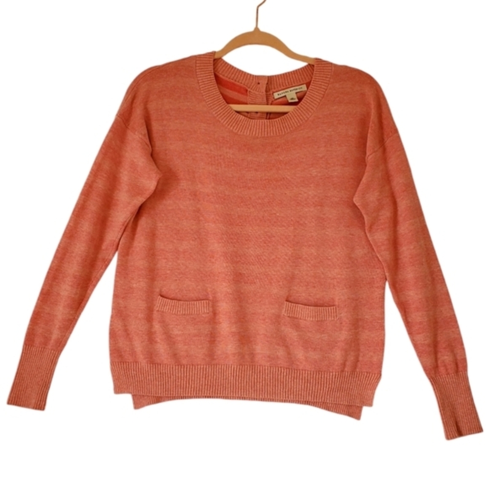 Banana Republic Pink Striped Knit‎ Sweater Buttons Pocket Detail Cotton Size XS